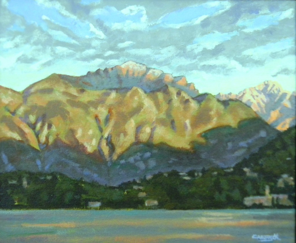 Evening light on the mountain behind Bellagio, Italy